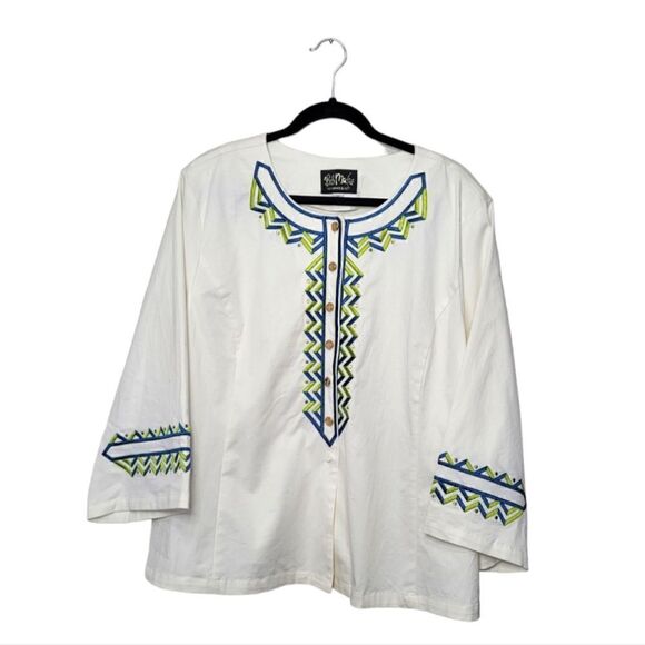 Bob Mackie Wearable Art White Embroidered Tunic - Picture 1 of 6